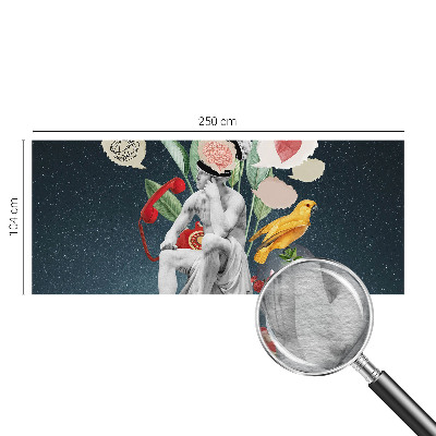 Wallpaper mural for living room featuring surrealist art