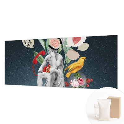 Wallpaper mural for living room featuring surrealist art