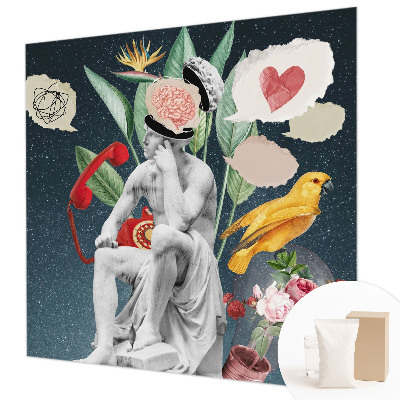 Wallpaper mural for living room featuring surrealist art