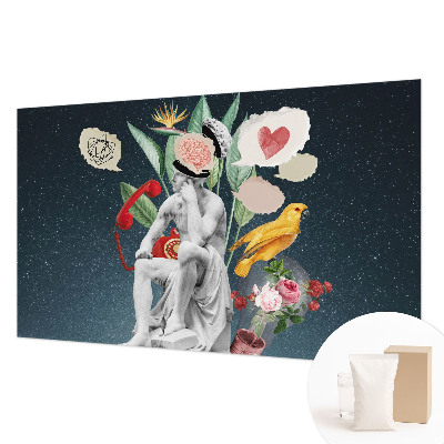 Wallpaper mural for living room featuring surrealist art