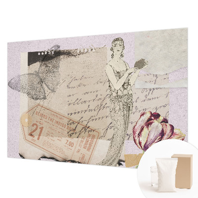 Large wall mural wallpaper with a nostalgic collage design