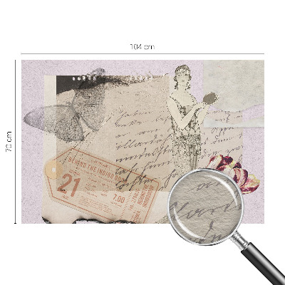 Large wall mural wallpaper with a nostalgic collage design