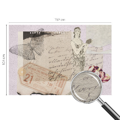 Large wall mural wallpaper with a nostalgic collage design
