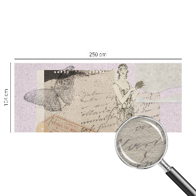 Large wall mural wallpaper with a nostalgic collage design