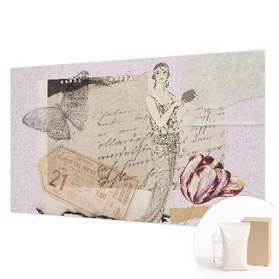 Large wall mural wallpaper with a nostalgic collage design