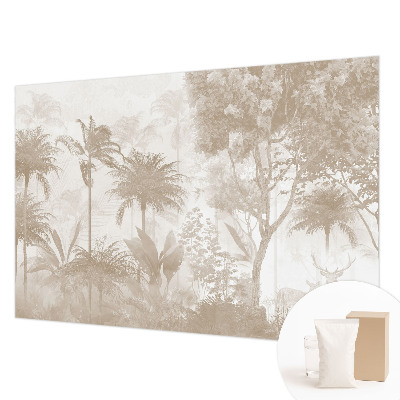 Modern wall mural for living room with a tropical landscape design