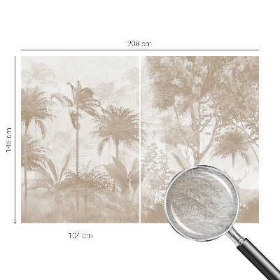 Modern wall mural for living room with a tropical landscape design