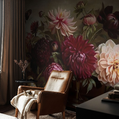 Modern wall mural for bedroom featuring a floral majesty design