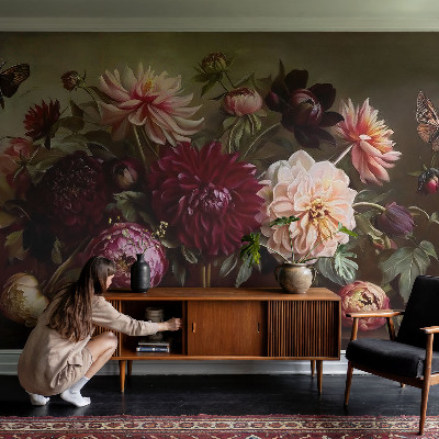 Modern wall mural for bedroom featuring a floral majesty design