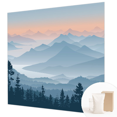 Modern wall mural with a mountain panorama
