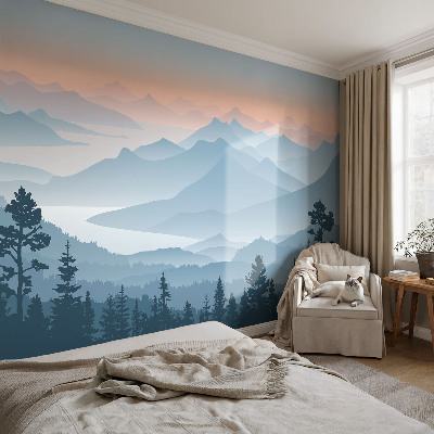 Modern wall mural with a mountain panorama