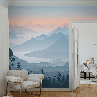 Modern wall mural with a mountain panorama