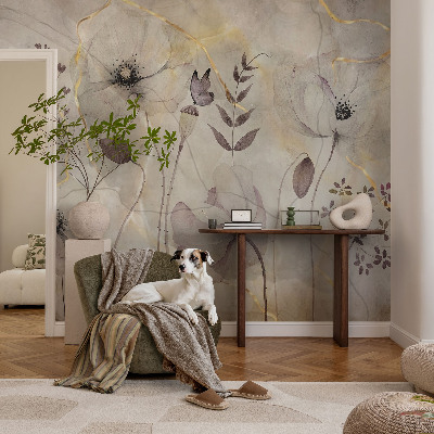 Premium wall mural for bedroom with a delicate floral pattern