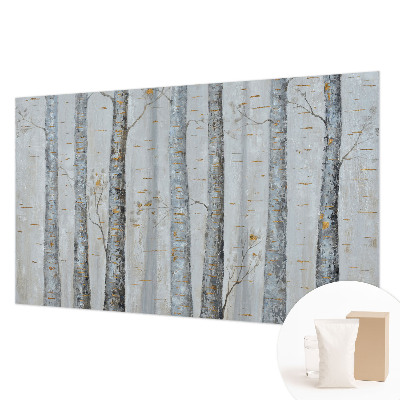 Premium photo wallpaper with a birch trees motif