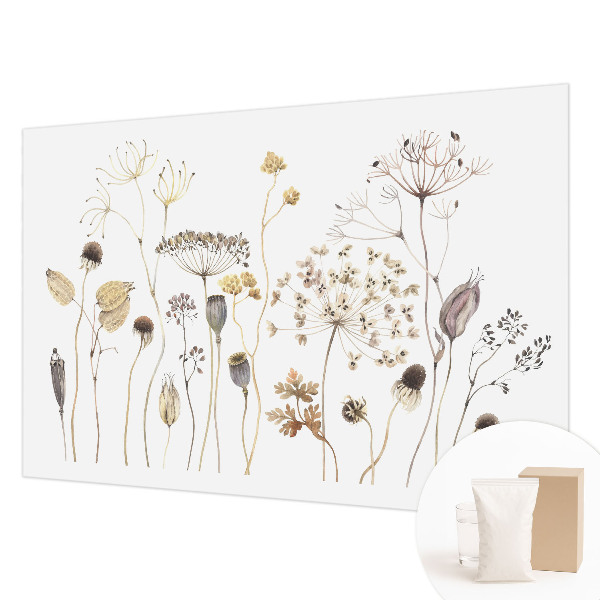 Non-woven wall mural with a wildflower design