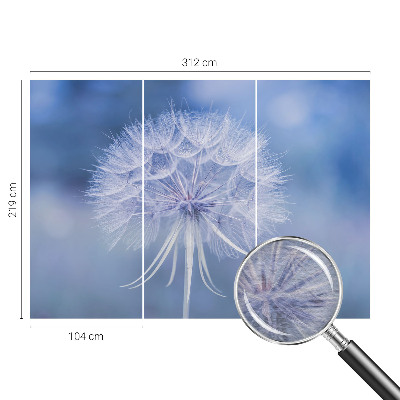 Non-woven photo wallpaper with a delicate blue design