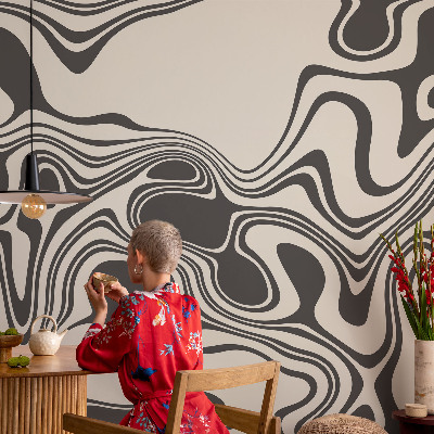 Wall mural with a dynamic lines design
