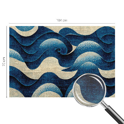 Wallpaper mural with a blue waves design