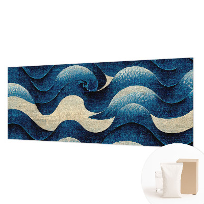 Wallpaper mural with a blue waves design