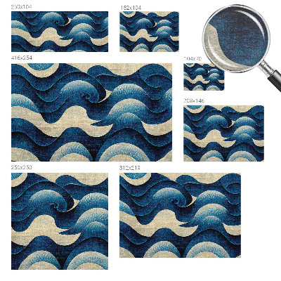 Wallpaper mural with a blue waves design