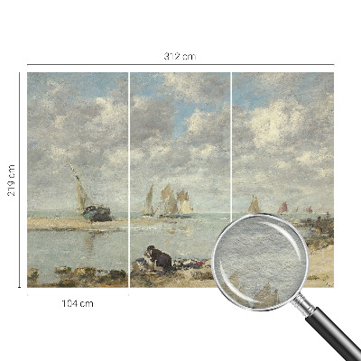 Wallpaper mural for living room with a seascape design