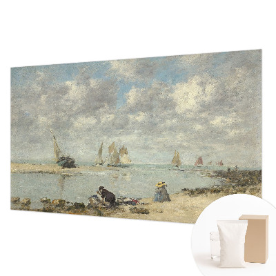 Wallpaper mural for living room with a seascape design