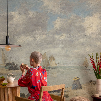 Wallpaper mural for living room with a seascape design
