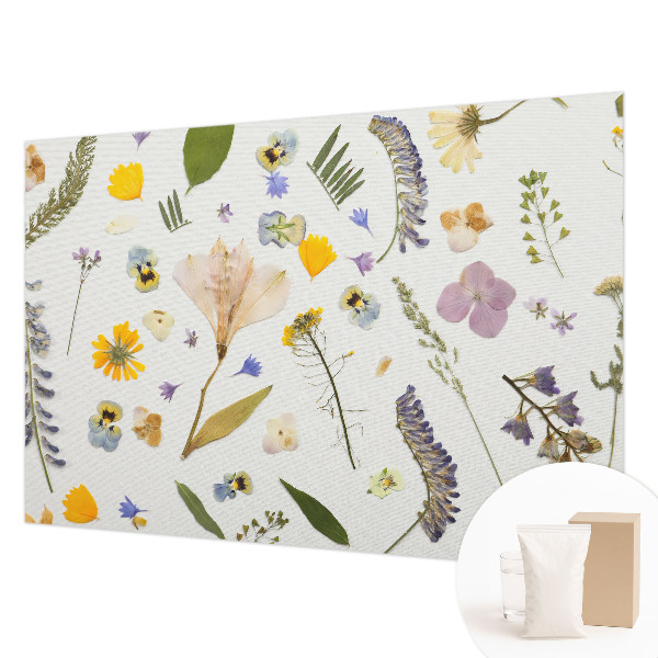 Large wall mural with a spring flowers motif