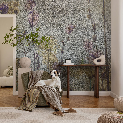 Bedroom wall mural wallpaper with a wildflower design