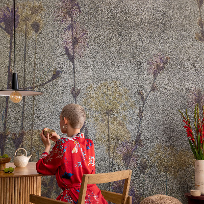 Bedroom wall mural wallpaper with a wildflower design