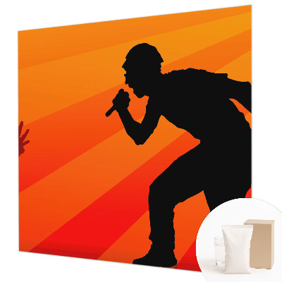Large wallpaper mural featuring a rhythmic scene