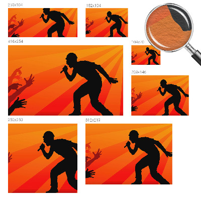 Large wallpaper mural featuring a rhythmic scene