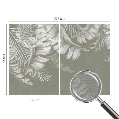Modern wall mural for living room with a delicate leaves design