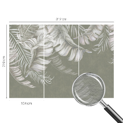 Modern wall mural for living room with a delicate leaves design