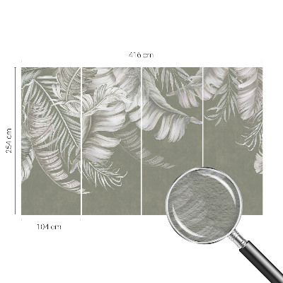Modern wall mural for living room with a delicate leaves design
