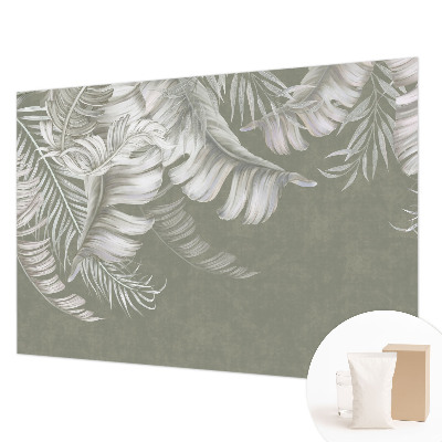 Modern wall mural for living room with a delicate leaves design