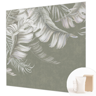 Modern wall mural for living room with a delicate leaves design