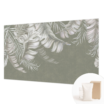 Modern wall mural for living room with a delicate leaves design