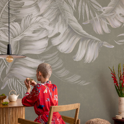 Modern wall mural for living room Delicate leaves