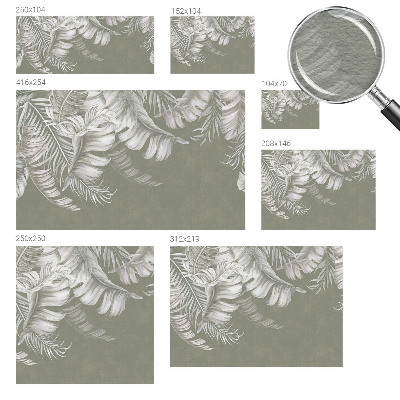 Modern wall mural for living room with a delicate leaves design