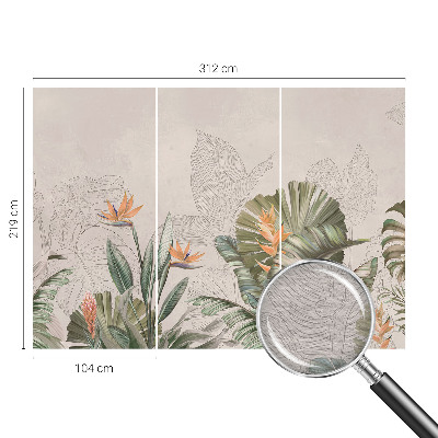 Premium wall mural for bedroom with a tropical flowers design