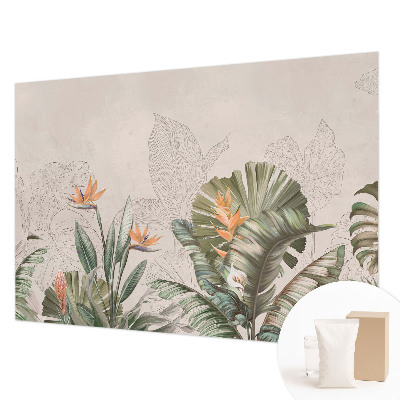 Premium wall mural for bedroom with a tropical flowers design