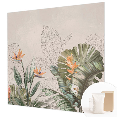 Premium wall mural for bedroom with a tropical flowers design