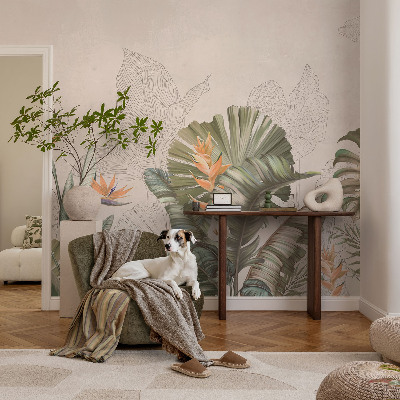 Premium wall mural for bedroom with a tropical flowers design