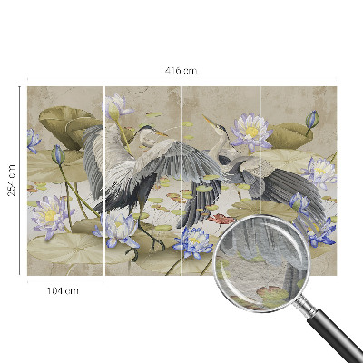Premium photo wallpaper Birds and Lilies