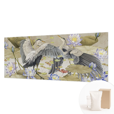 Premium photo wallpaper with a birds and lilies motif