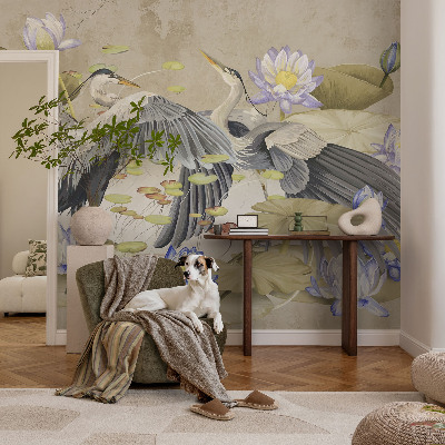 Premium photo wallpaper Birds and Lilies