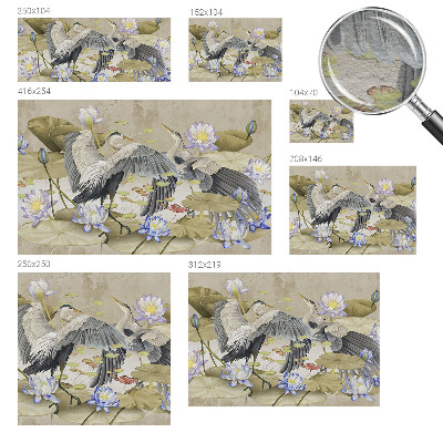 Premium photo wallpaper Birds and Lilies