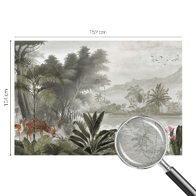 Decorative wall mural for living room with a tropical oasis design
