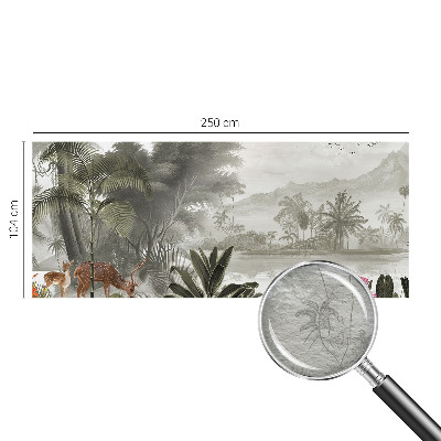 Decorative wall mural for living room with a tropical oasis design